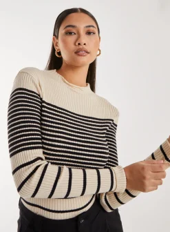 High Neck Mixed Stripe Jumper