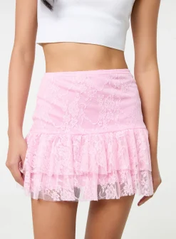 Lace Ruffle Mini Skirt