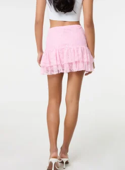 Lace Ruffle Mini Skirt