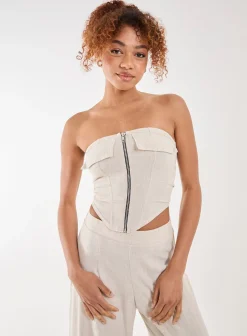 Linen Cargo Corset Top