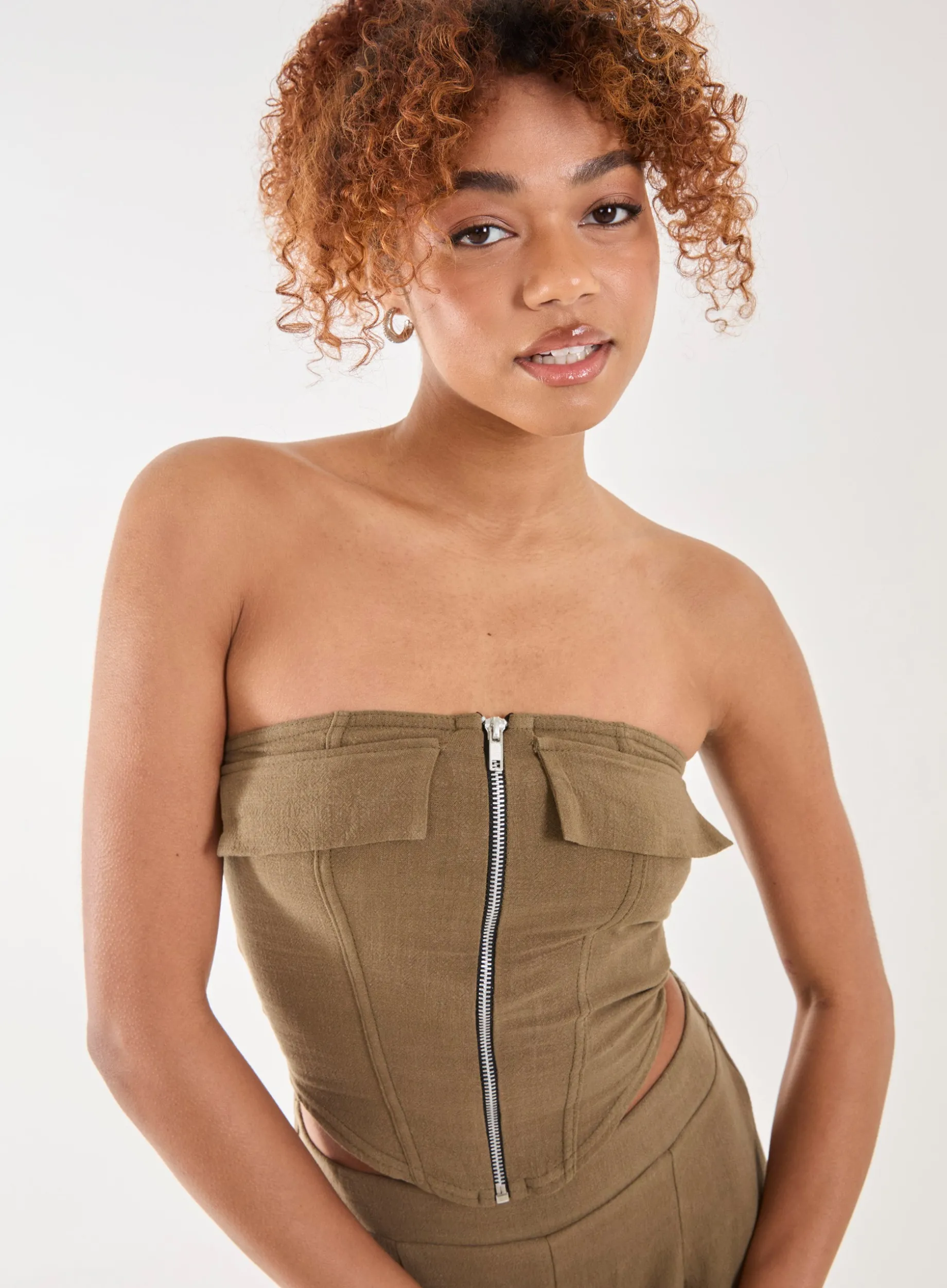 Linen Cargo Corset Top