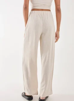 Linen Straight High Waist Trousers