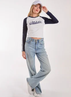Long Sleeve Contrast Crew Top