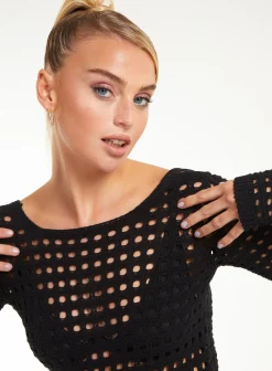 Long Sleeve Crochet Dress