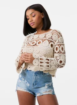 Long Sleeve Crochet Top