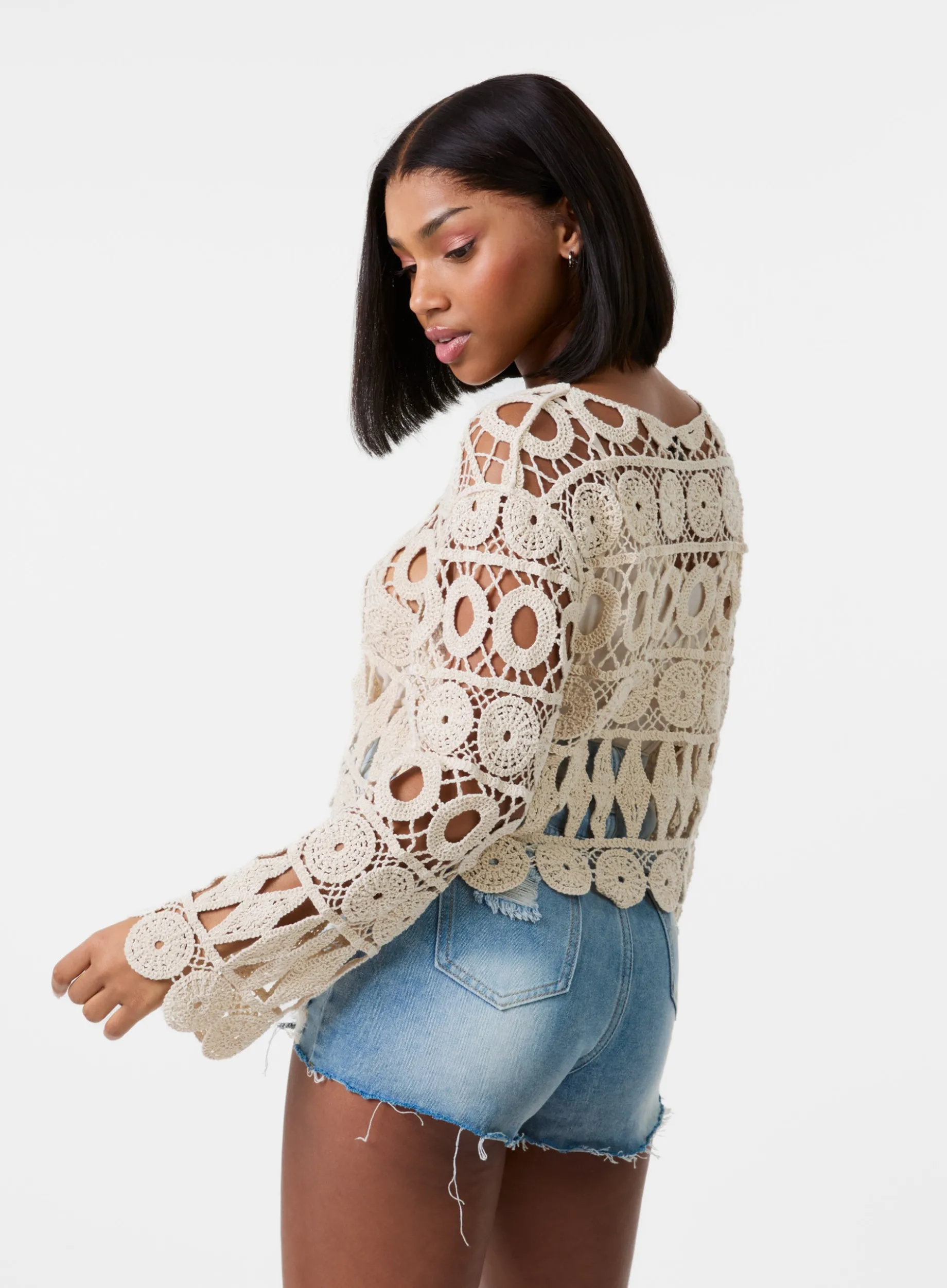 Long Sleeve Crochet Top