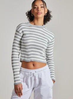 Long Sleeve Knitted Striped Jumper