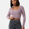 Long Sleeve Rib Top with Bow