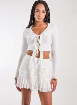 Long Sleeve Slinky Ruffle Top