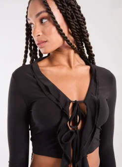 Long Sleeve Slinky Ruffle Top
