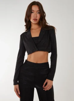 Metallic Cropped Blazer
