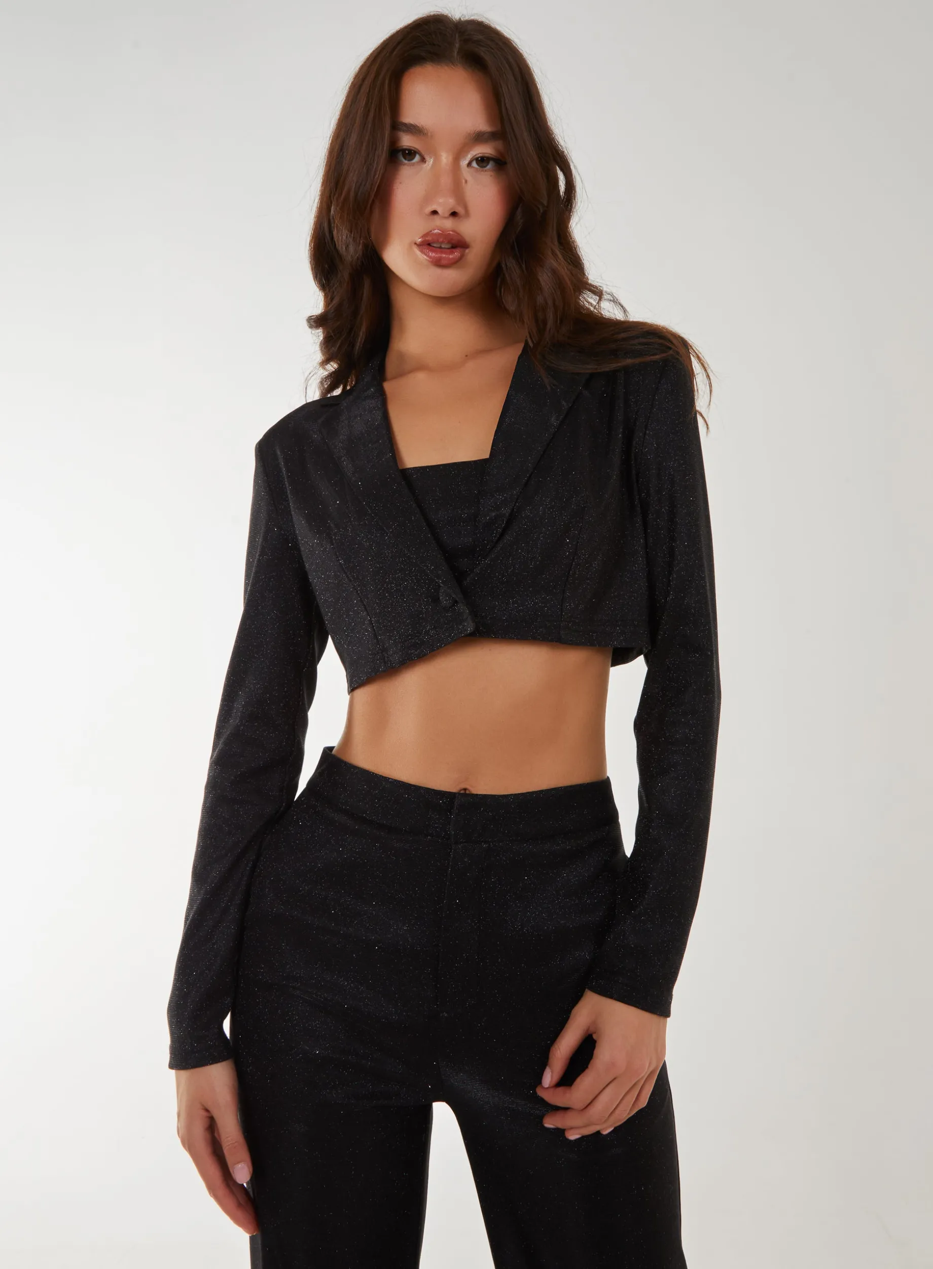 Metallic Cropped Blazer