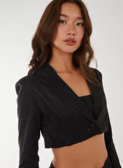 Metallic Cropped Blazer
