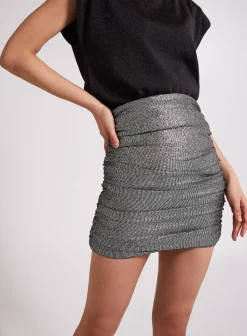 Metallic Ruched Mini Skirt