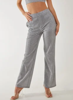 Metallic Straight Leg Trousers