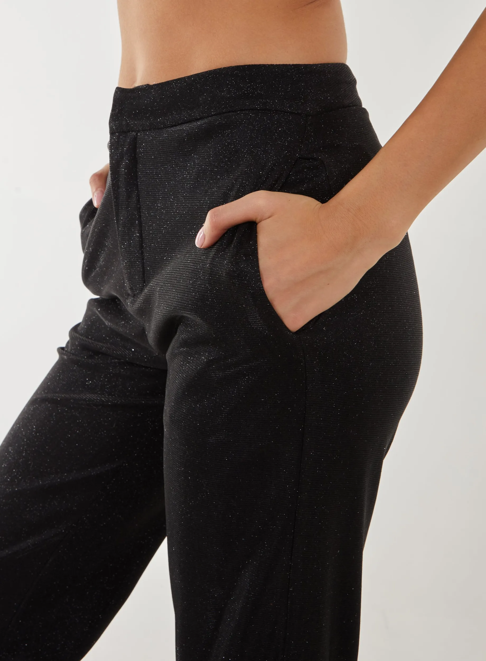 Metallic Straight Leg Trousers