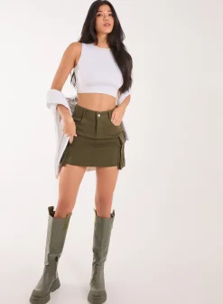 Oversized Pocket Cargo Mini Skirt