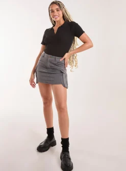 Oversized Pocket Cargo Mini Skirt