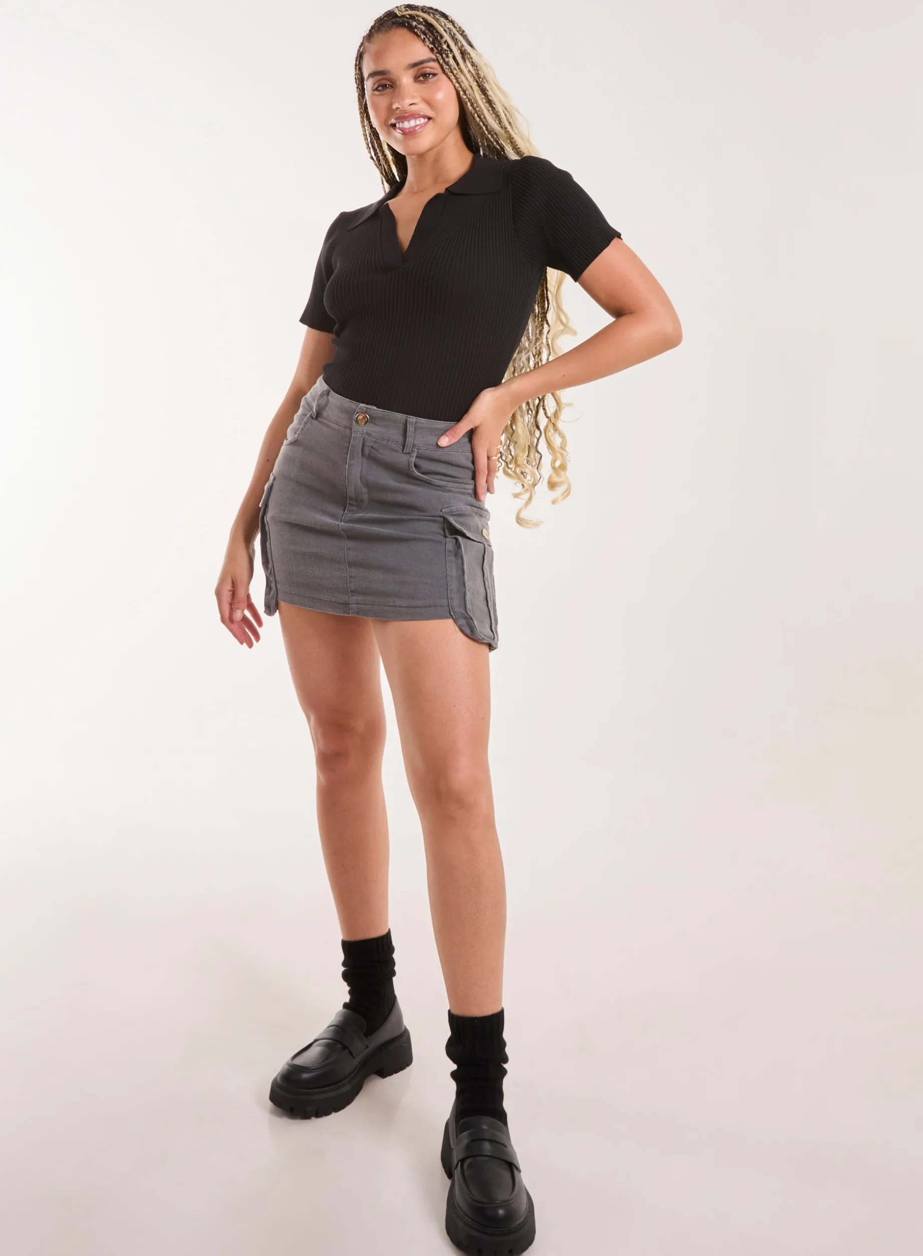 Oversized Pocket Cargo Mini Skirt