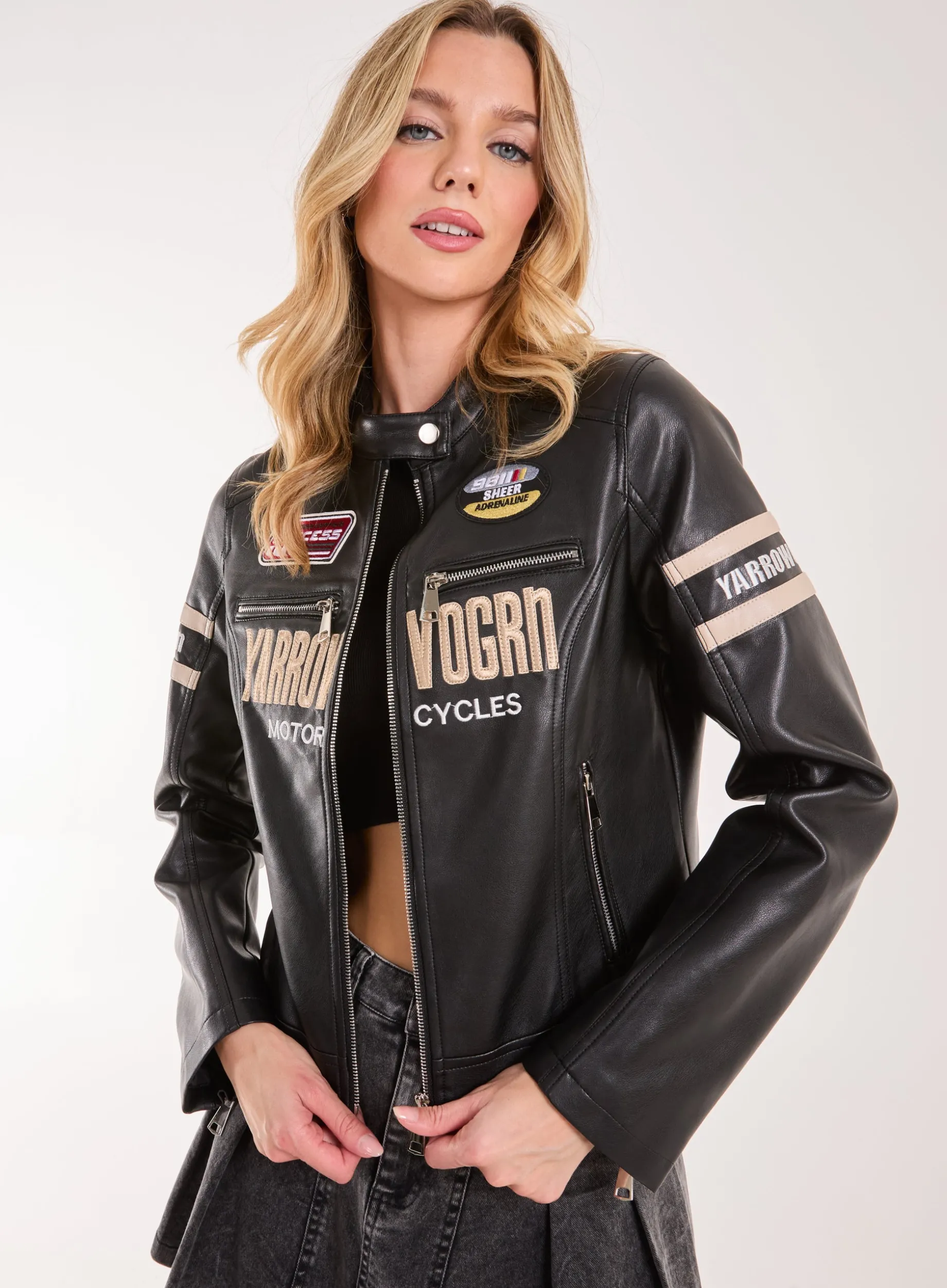 Patch Mix Motocross Biker Jacket