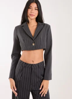 Pinstripe Cropped Blazer