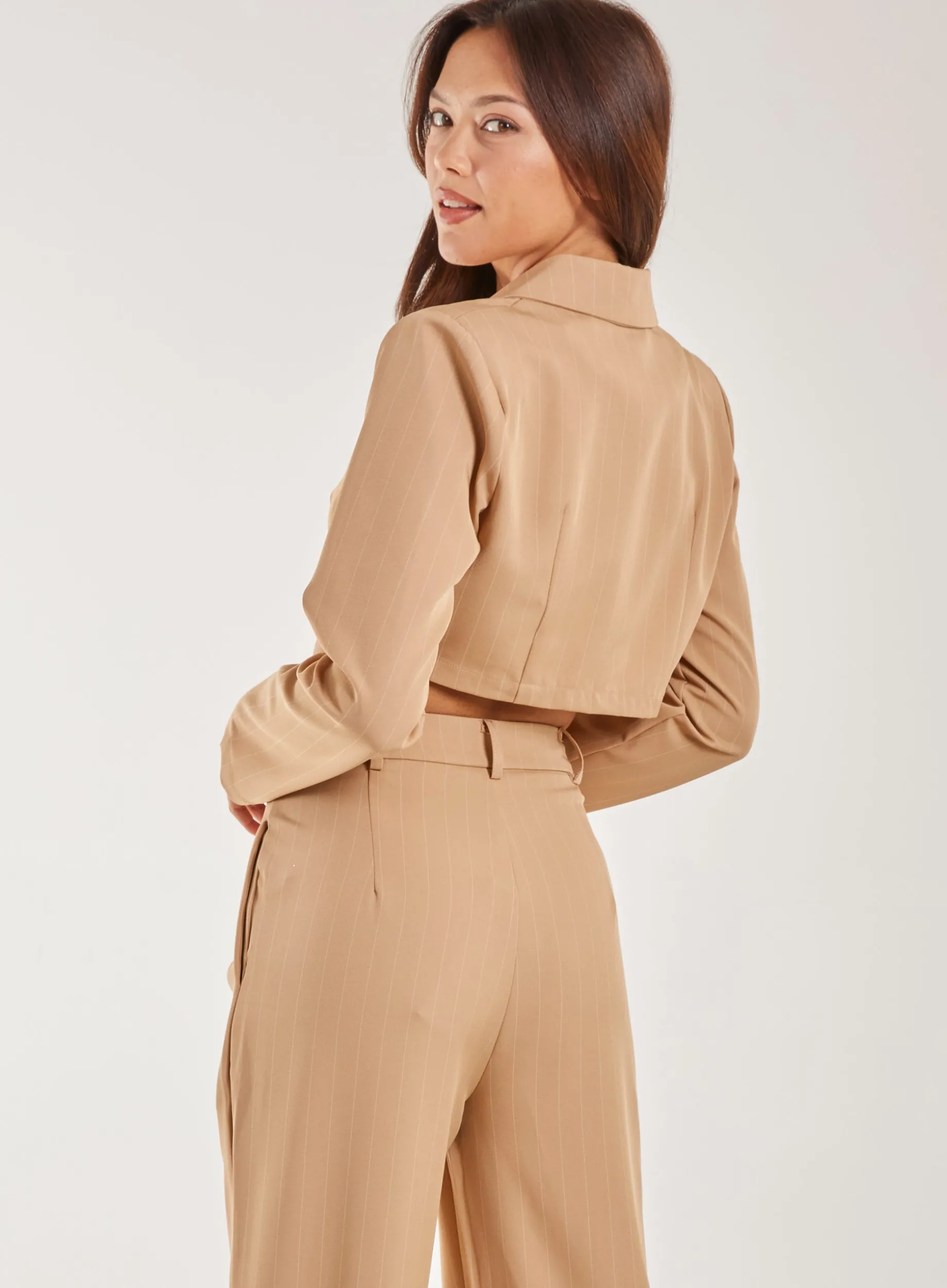 Pinstripe Cropped Blazer