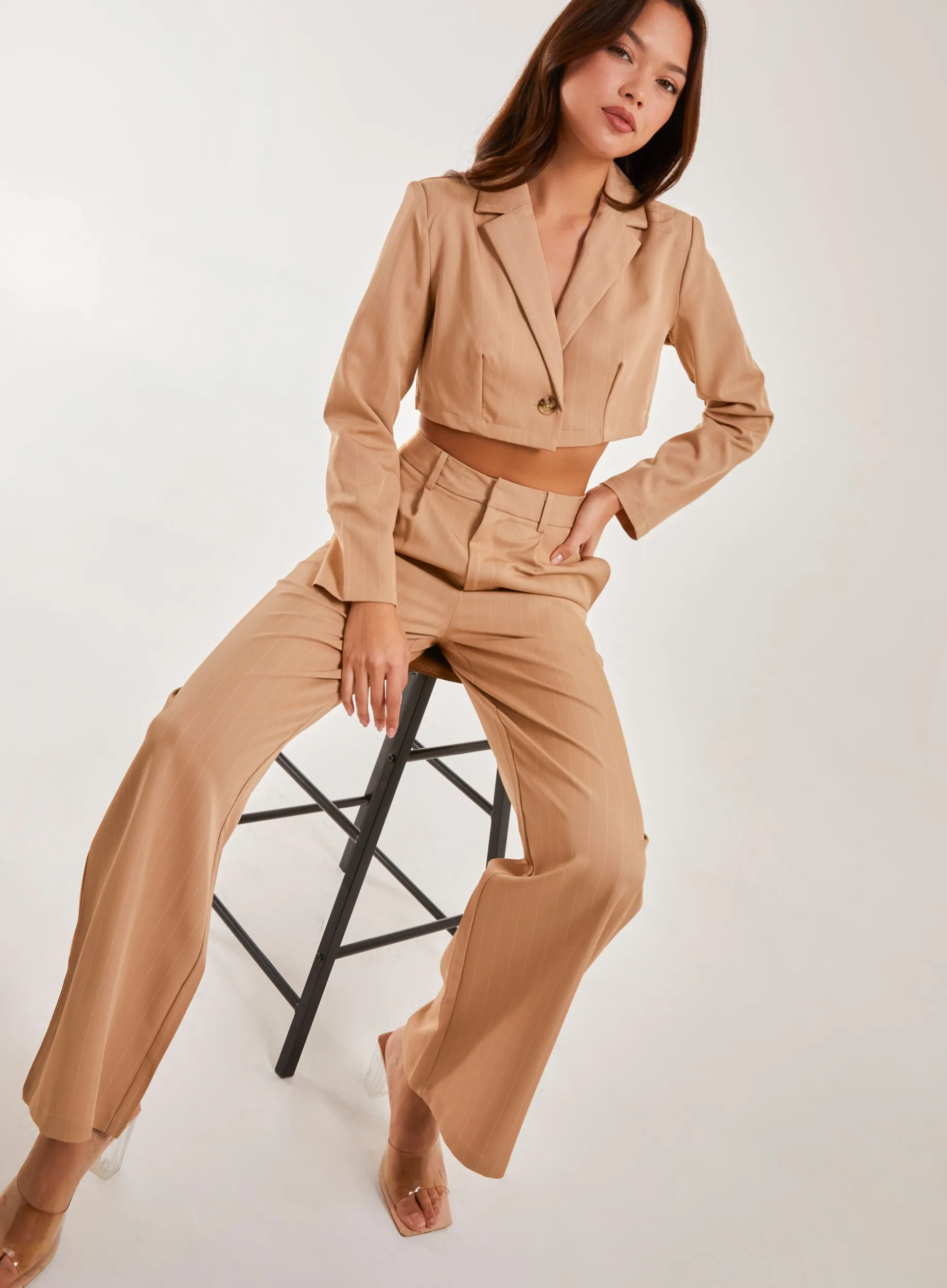 Pinstripe Wide Leg Trousers