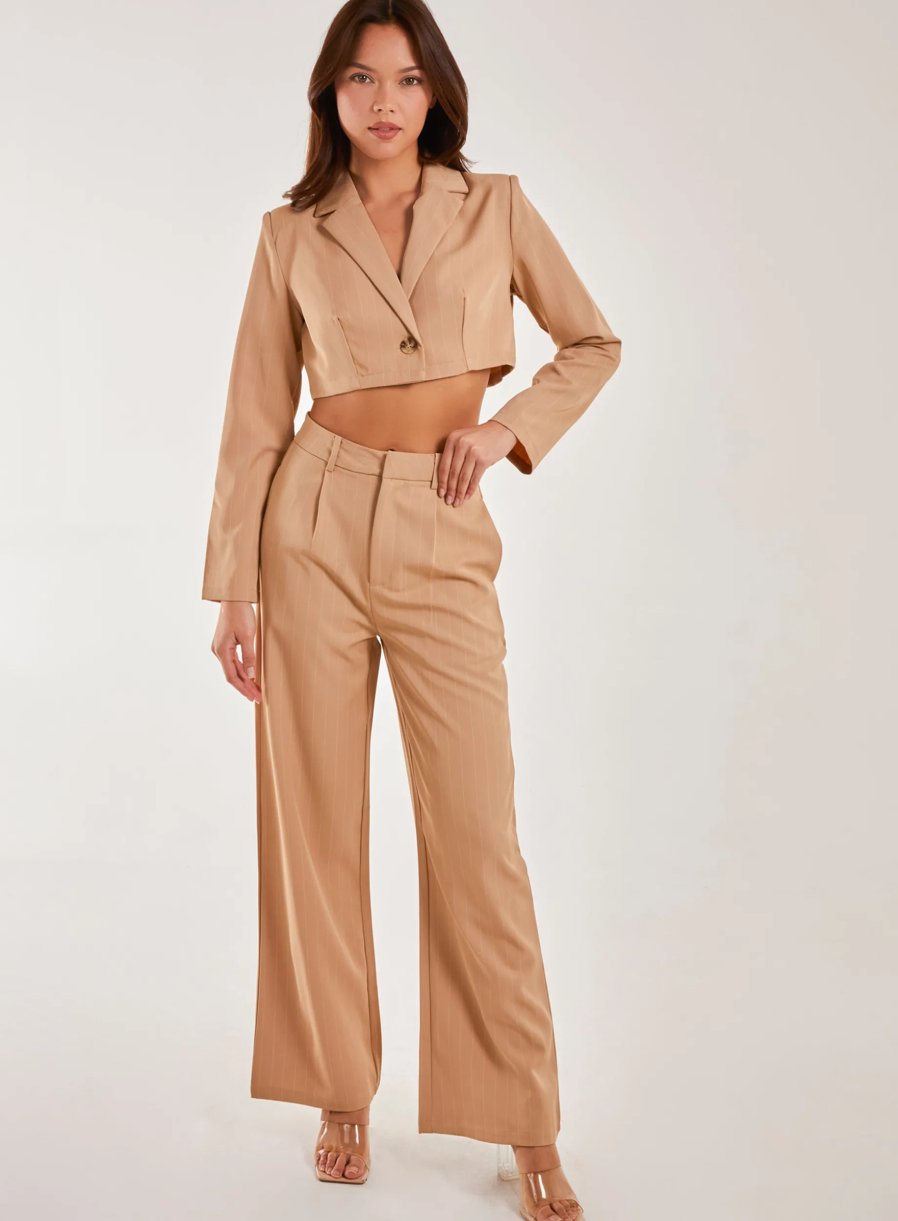 Pinstripe Wide Leg Trousers