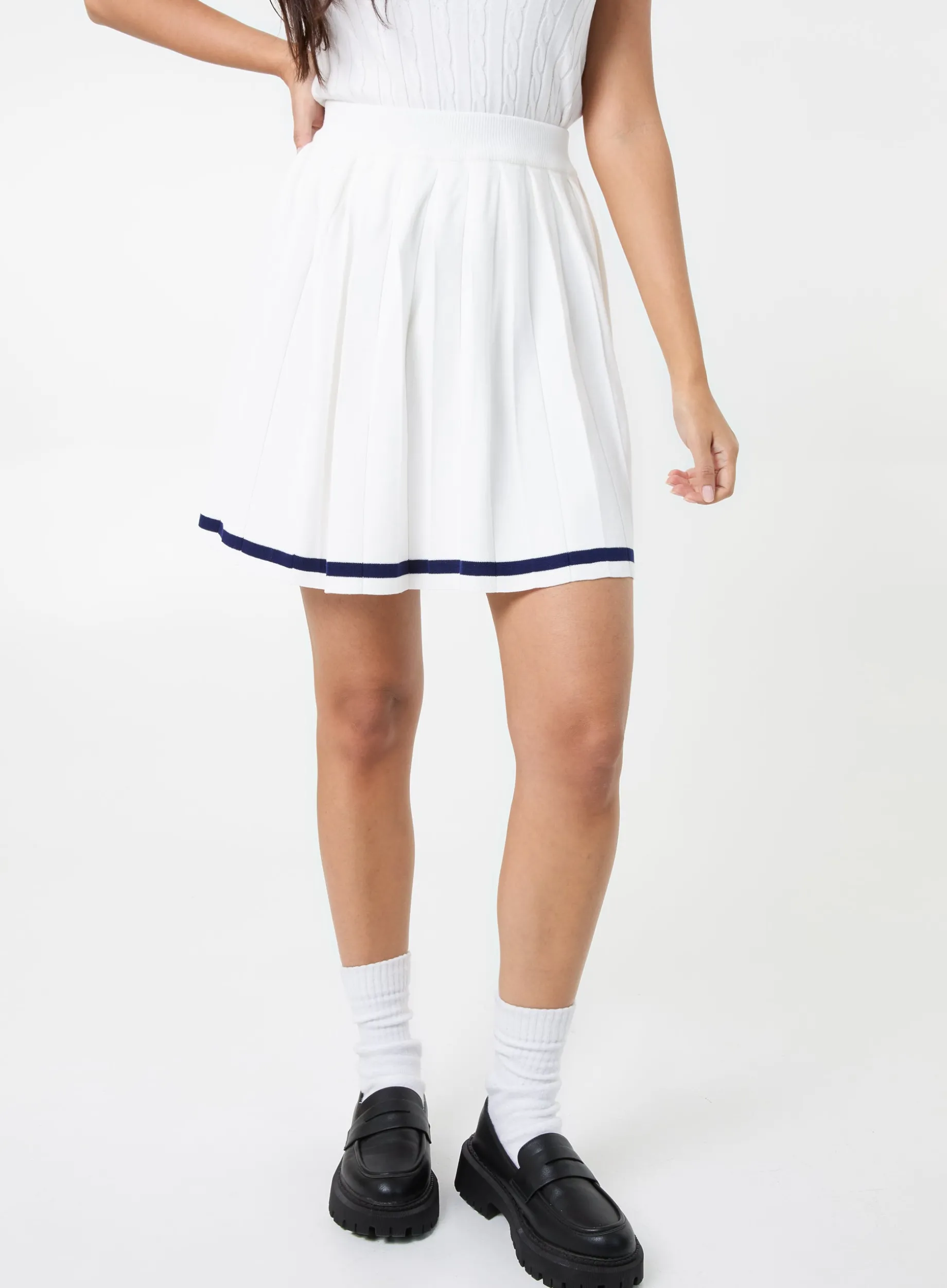 Pleated Mini Skirt With Contrast Binding