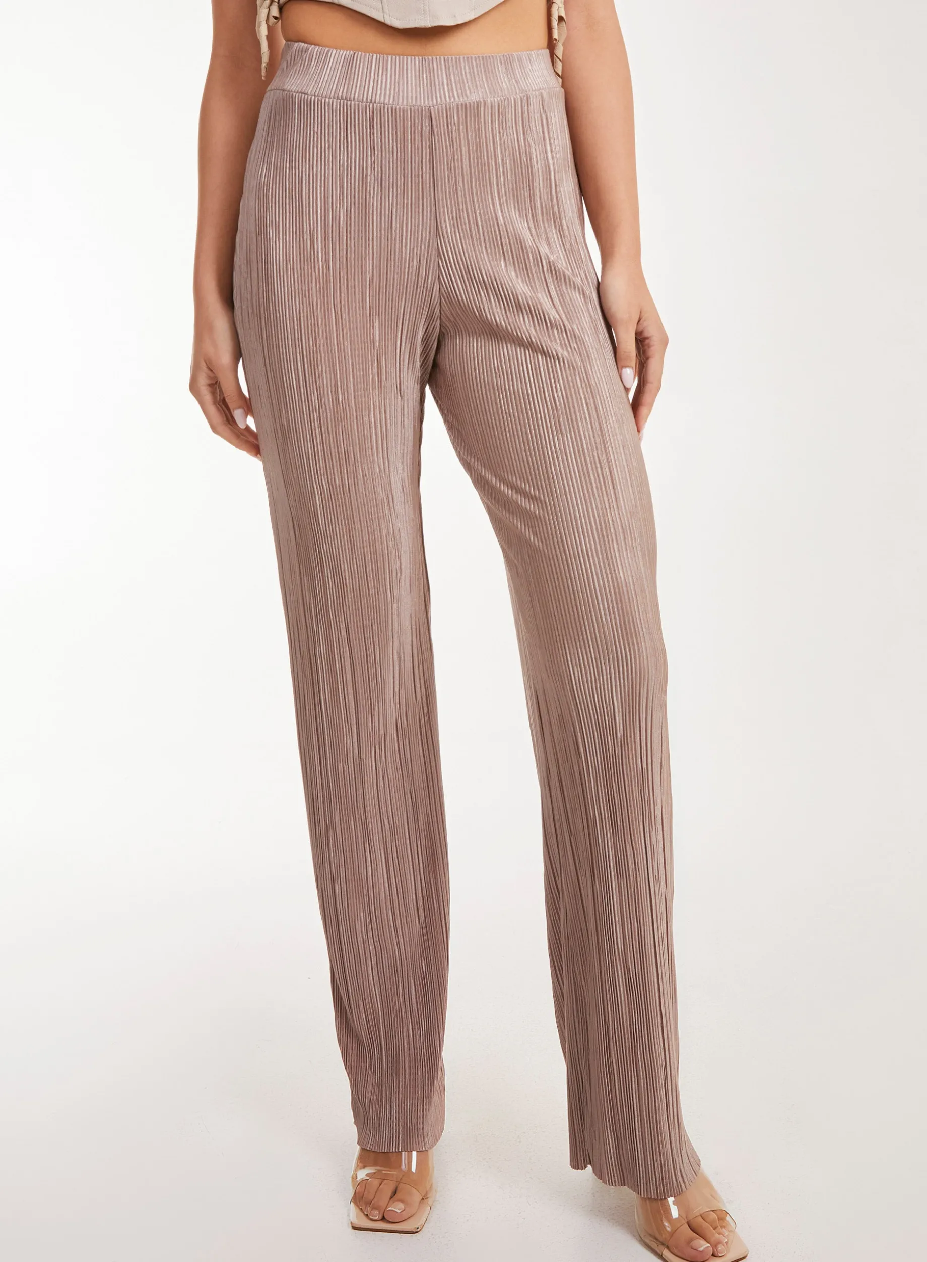 Plisse Flared Trousers