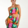 Plisse Graphic Print Top