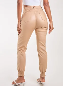 PU Cuffed Cargo Trousers