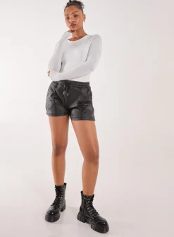 PU Drawstring Shorts