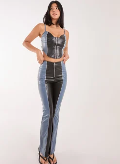PU Flared Trousers