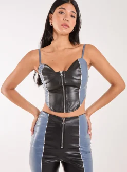PU Zip Up Corset
