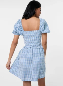 Puff Sleeve Gingham Dress