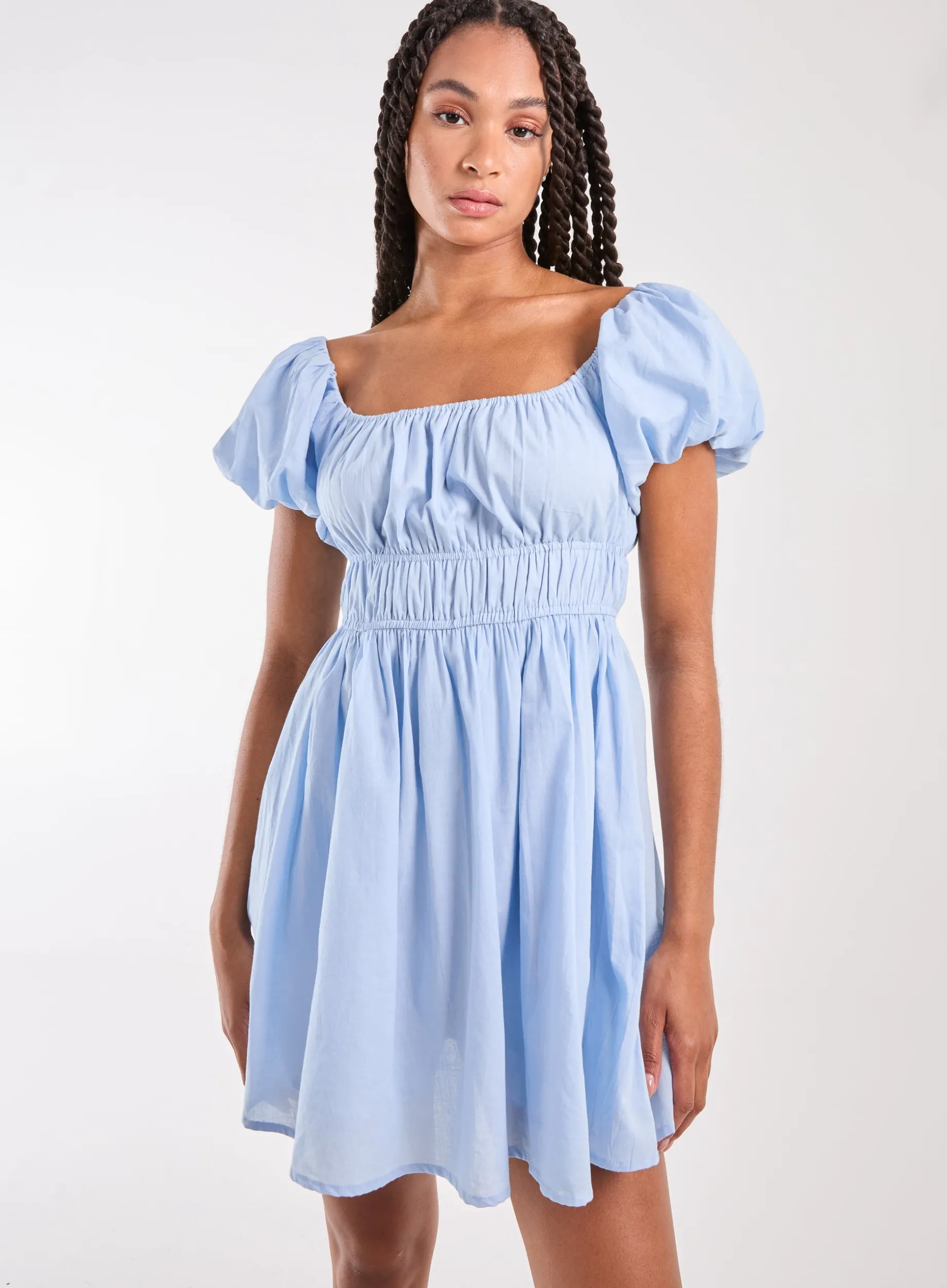 Puff Sleeve Mini Dress with Shorts