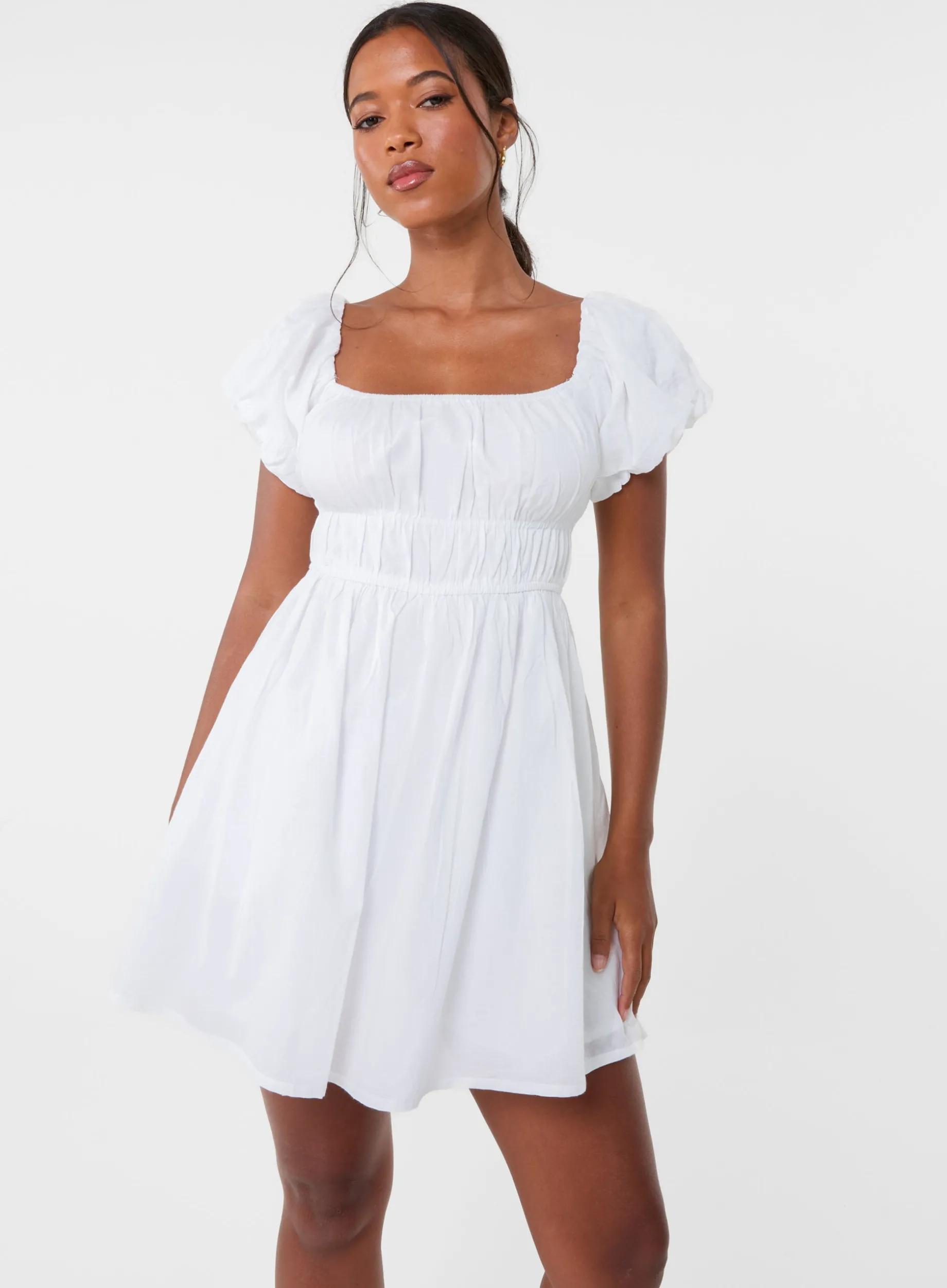 Puff Sleeve Mini Dress with Shorts