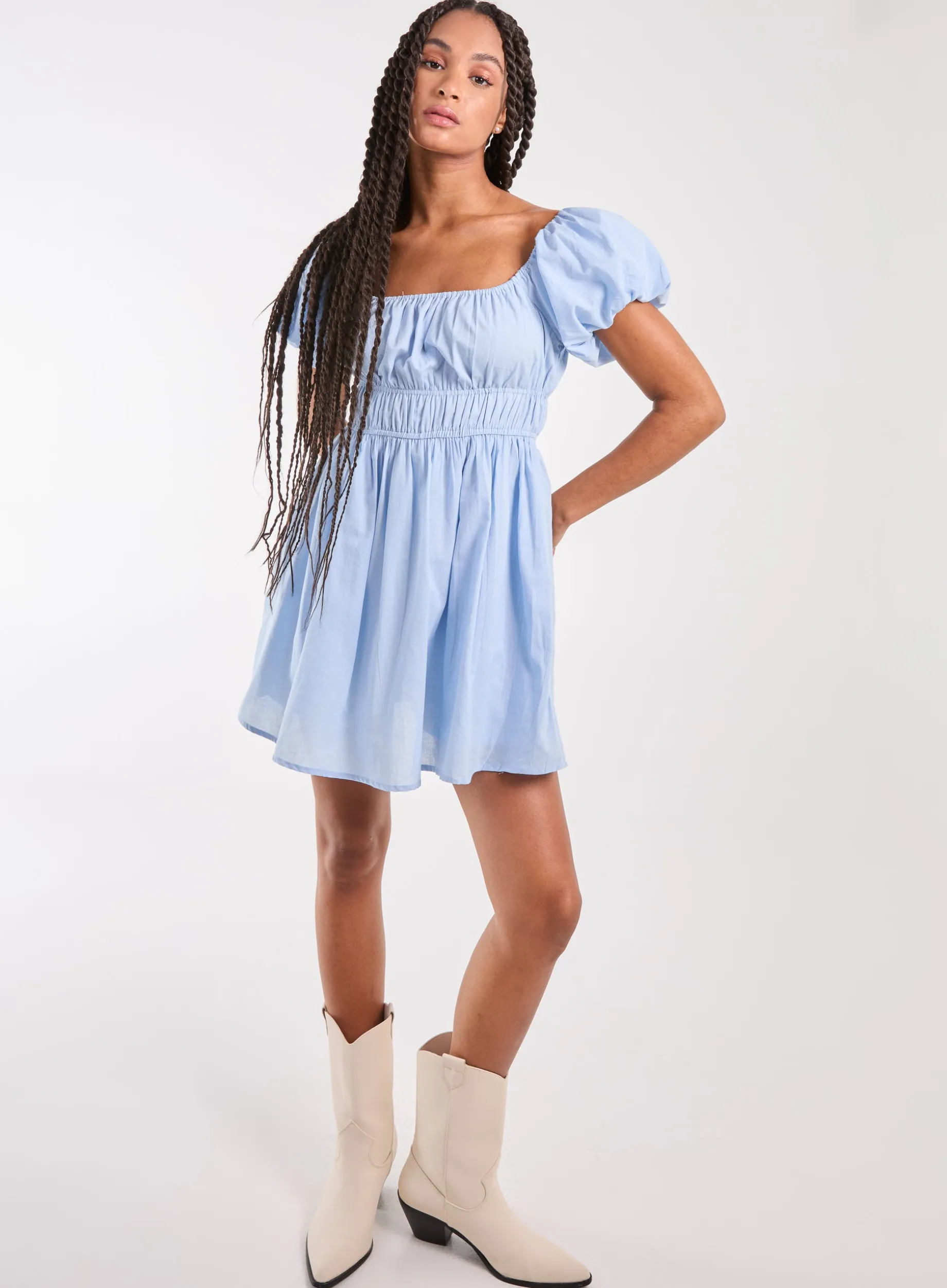 Puff Sleeve Mini Dress with Shorts
