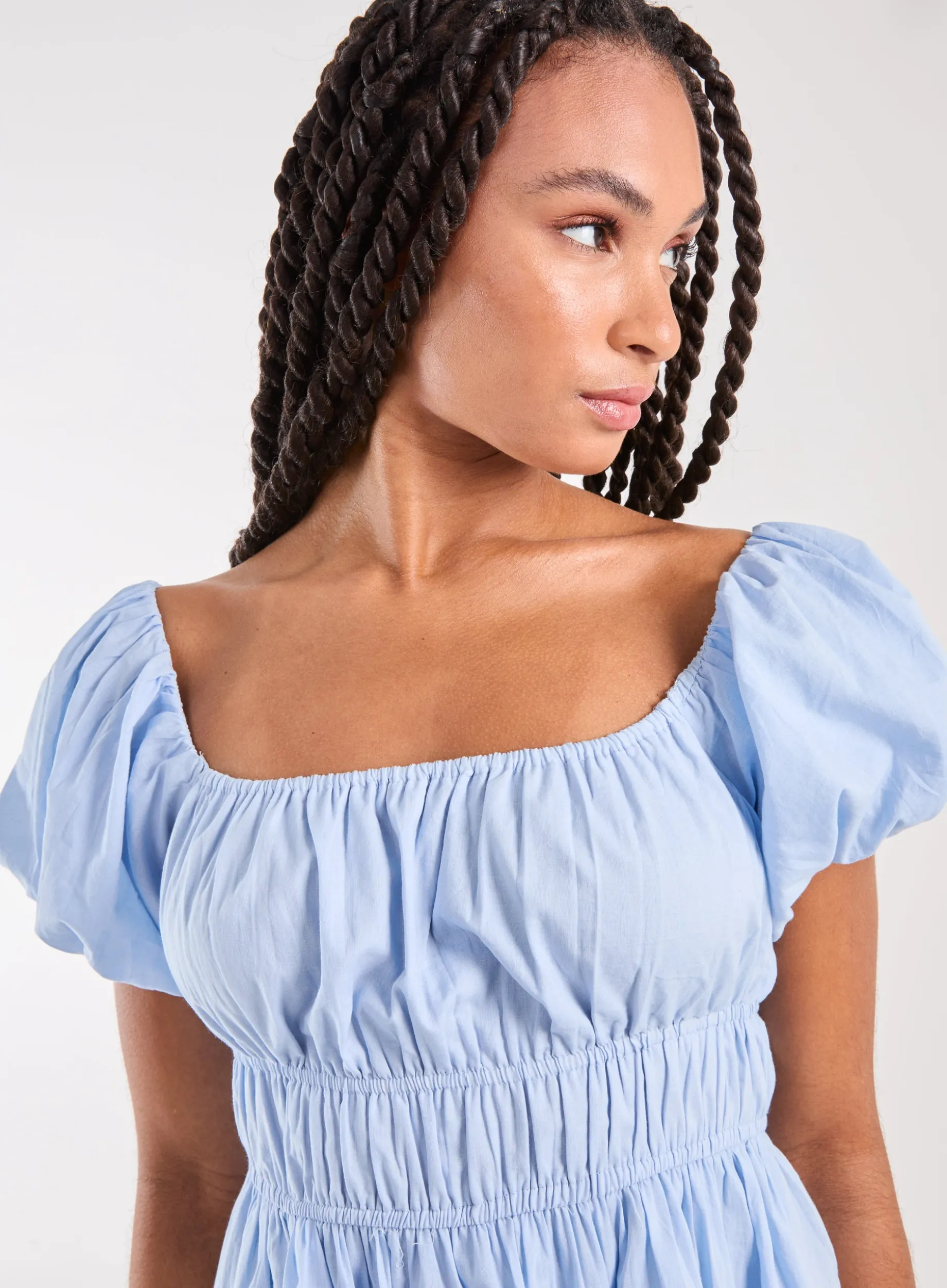 Puff Sleeve Mini Dress with Shorts