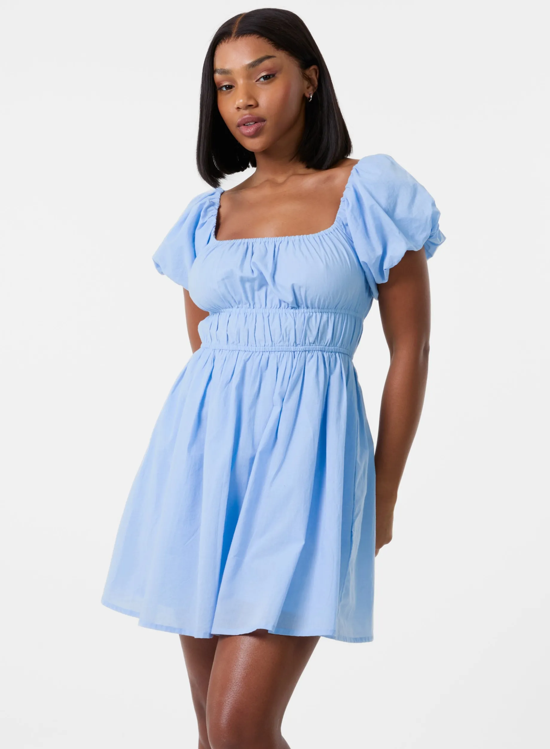 Puff Sleeve Mini Dress with Shorts
