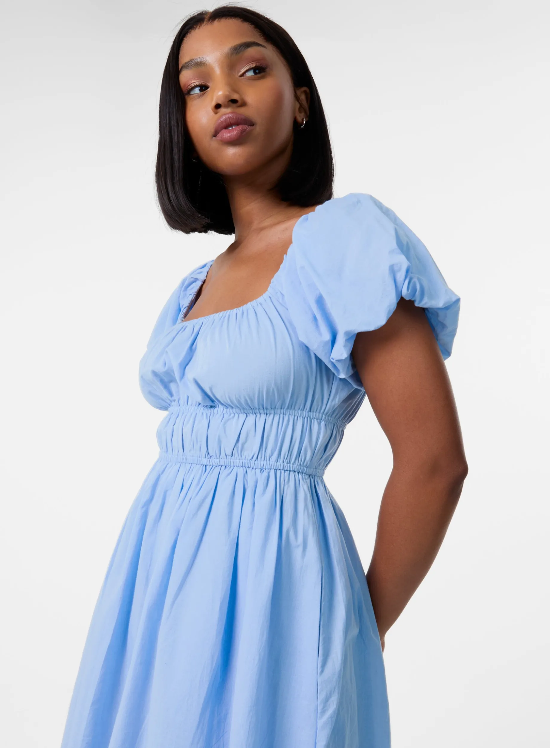 Puff Sleeve Mini Dress with Shorts