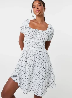 Puff Sleeve Tiered Mini Dress