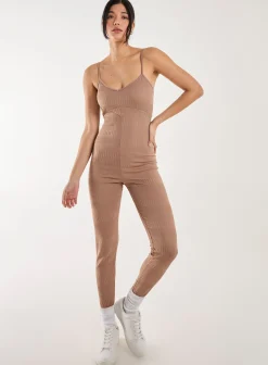 Ribbed Bodycon Unitard All in One