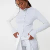 Ribbed Button Front Top