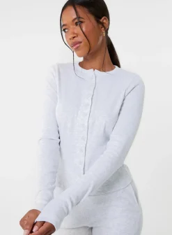 Ribbed Button Front Top