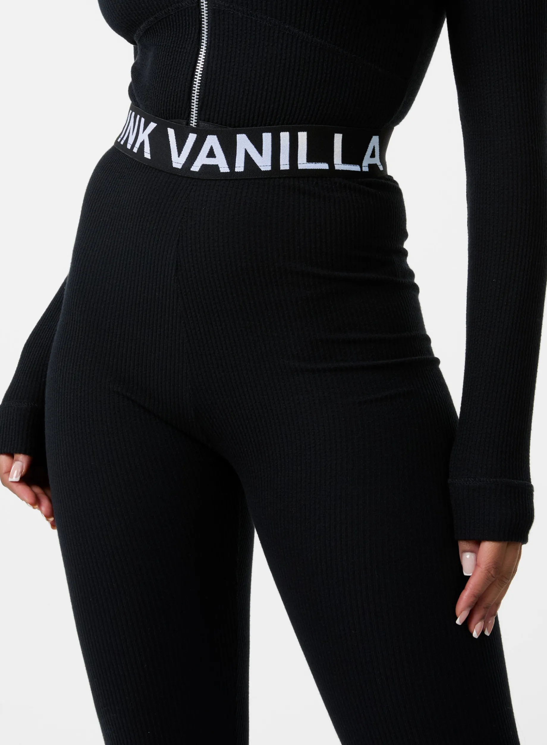 Ribbed Leggings With Logo Band