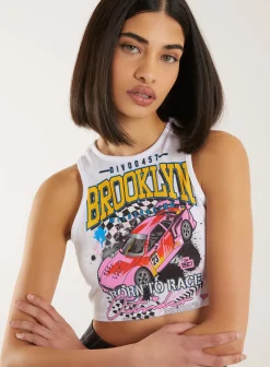 Ribbed Printed Motor Vest