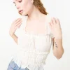 Ribbon Trim Milkmaid Top