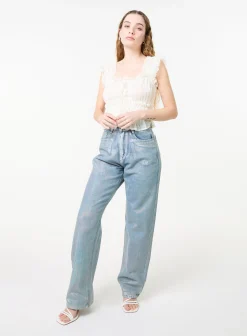 Ribbon Trim Milkmaid Top
